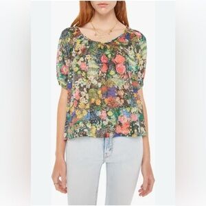 Mother The Garden Party Tie Back Peasant Blouse Floral Print Size Small